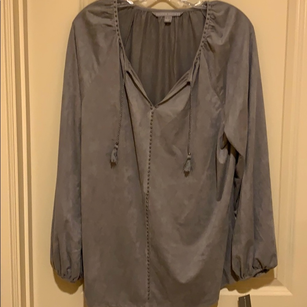 Faux suede gray blouse